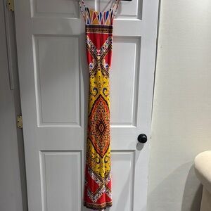 Multicolor Patterned Dress